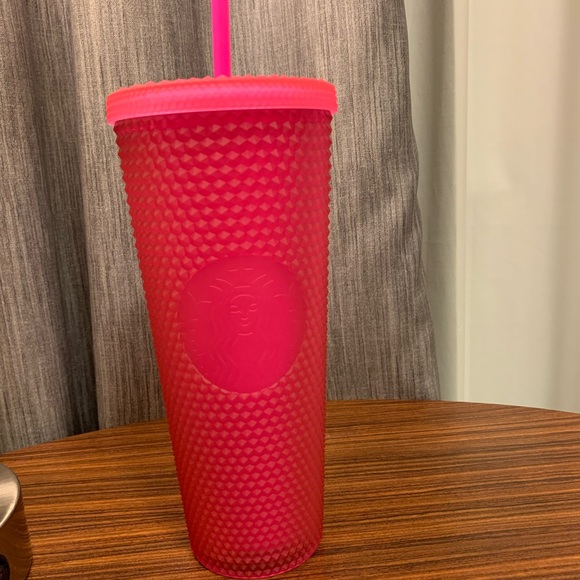Starbucks 2021 Venti Neon Pink Soft Touch Studded Tumbler